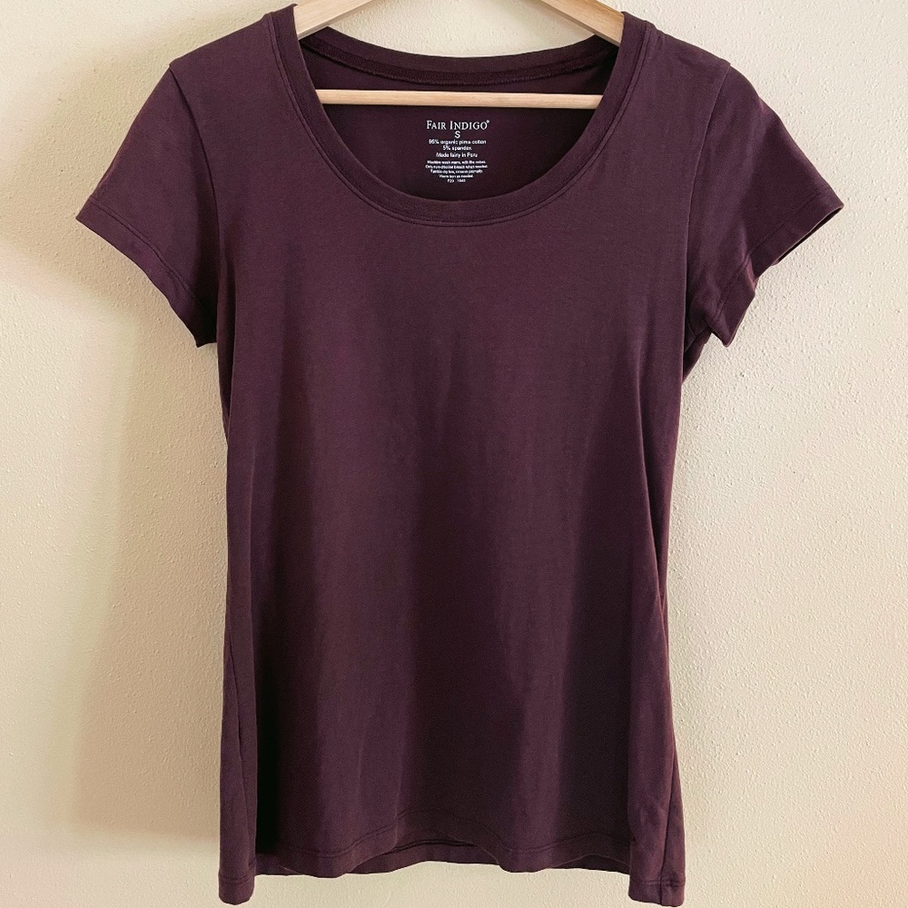 Fair Indigo Organic Cotton Scoop Neck Tee - Women's Small